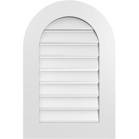 Ekena Millwork Round Top Surface Mount PVC Gable Vent: Functional, w/ 3-1/2"W x 1"P Standard Frame, 20"W x 30"H GVPRT20X3001SF